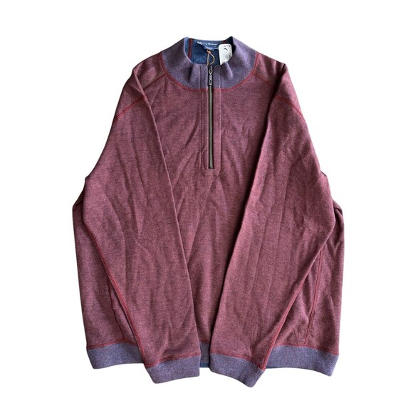 NWT Tommy Bahama Sweater Mens Blue Red Reversible Quarter Zip Pullover Sz XXL - Picture 3 of 16